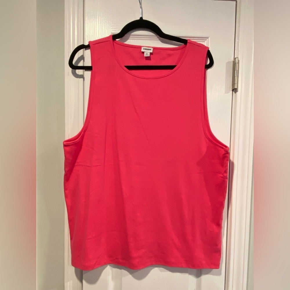 NWOT J. Crew Size 3X Mid Weight Round Neck Pink Knit Cotton Tank Top